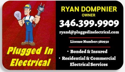 Plugged In Electrical- Business contact details for an electrician